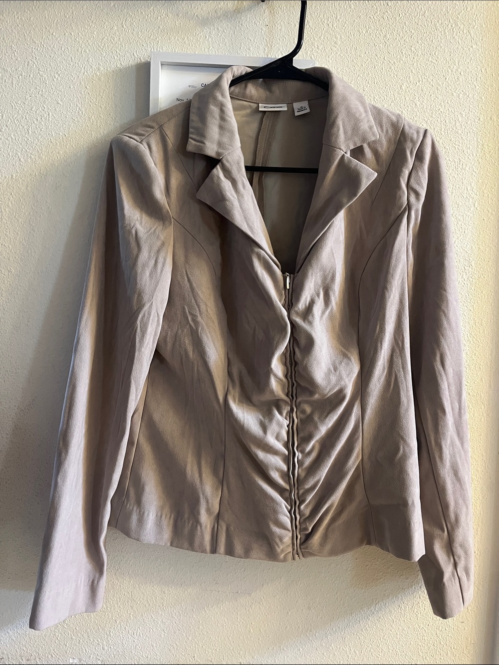 Cato Light Taupe Zip-Front Blazer Jacket